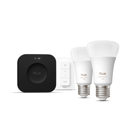 2x LED žiarovka E27 A60 8,1W = 75W 1100lm CCT + RGB SMART Smart Bluetooth ZigBee White and Color Ambiance + Bridge PRO Bridge + diaľkový ovládač Philips HUE