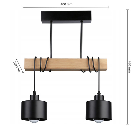 Stropné svietidlo Masterled 2x E27 čierno-hnedé závesné svietidlo Elza