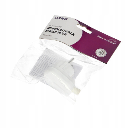 Elektrická uhlová zástrčka UNI-SCHUKO s uzemňovacím pásikom biela ORNO