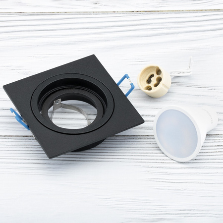 Svietidlo HALOGEN GU10 MR16 Square Black CASSIO LUMILED + LED žiarovka GU10 6W = 60W 580lm teplá biela