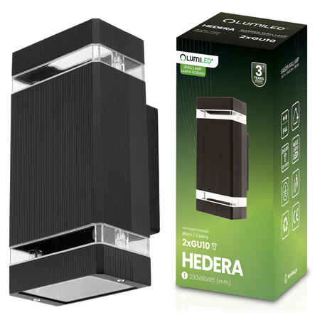 Záhradné nástenné svietidlo zhora nadol GU10 Black HEDERA LUMILED