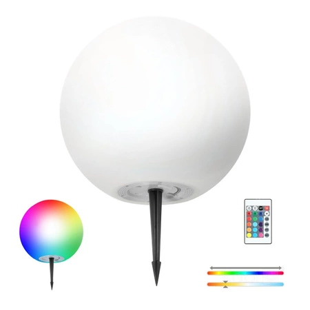 Solárna záhradná lampa LED 3000K + RGB riadená nadzemným okrasným guľovým hrotom 30 cm KOBI
