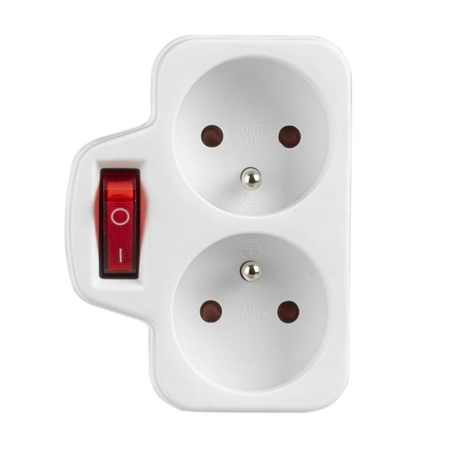 Rozdeľovač elektrickej siete 2x 2P+0 Zlodej 2 zásuvky s uzemnením + vypínač VAYOX