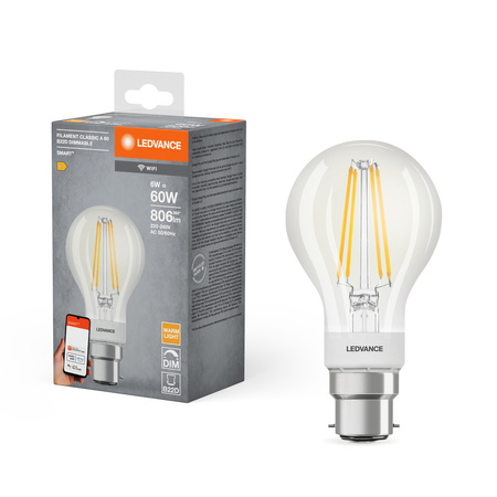 LED žiarovka B22 6W = 60W 806lm stmievateľná SMART+ WiFi Filament Classic Ledvance