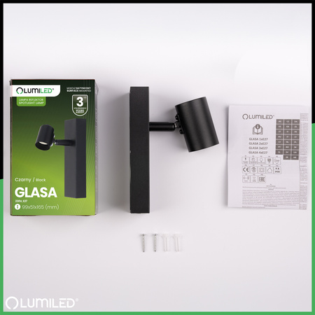 Bodové svietidlo E27 GLASA Black Lumiled LED Wall Spot Reflector