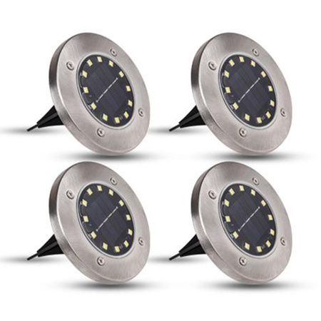 Sada 4x solárne záhradné svetlá LED poháňané disky 0,72W 6500K studené so súmrakovým senzorom Black Masterled