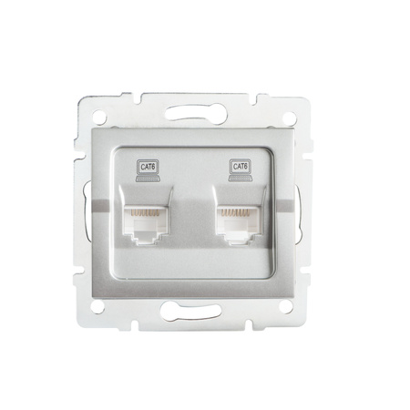 Počítačová zásuvka dvojitá nezávislá 2x RJ45 Jack Square Silver LOGI Kanlux
