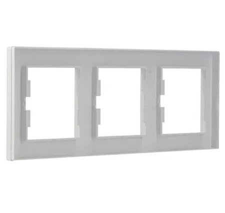 Vodorovný 3gangový rám pre trojzásuvku biely ASFORA