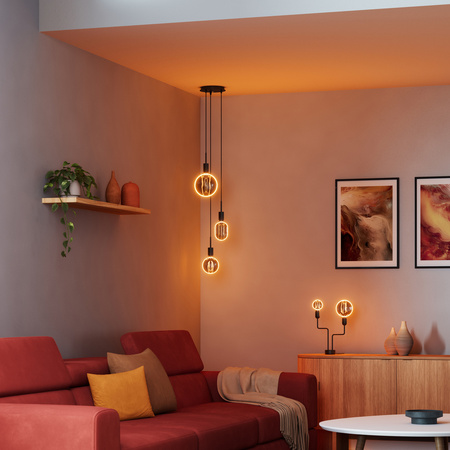 Dekoratívna LED žiarovka G130 guľa E27 4W = 12W 110lm 1800K teplá biela 330° dymové vlákno stmievateľné Vintage 1906 Osram