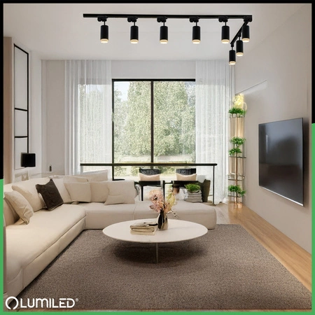 Súprava 4 m koľajničiek + 8x stropné svietidlo GU10 s reflektorom LUMILED