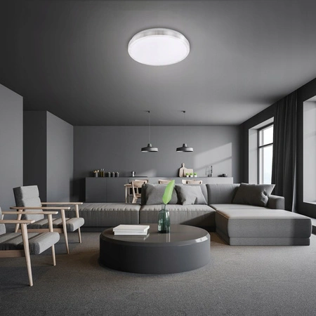 Plafond Stropné svietidlo 2x E27 Kúpeľňa Povrchová montáž 140° so snímačom pohybu IP44 Okrúhla strieborná Solen Masterled