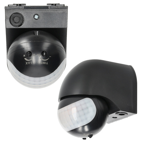 LX40 Vonkajší pohybový senzor IP44 180° PIR čierny Premium Kobi