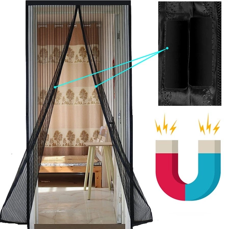 Magnetický záves na dvere Moskytiéra 80/90/100 x 210/220cm čierna