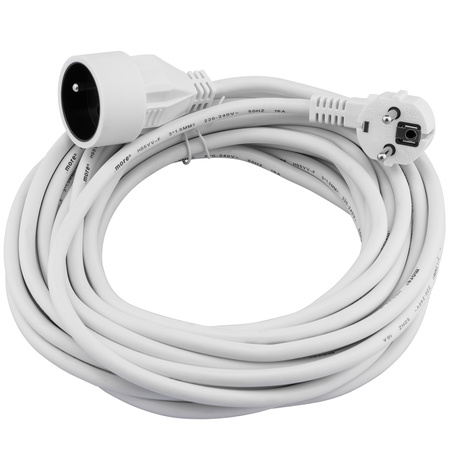 Sieťový predlžovací kábel zástrčka - zásuvka s uzemnením 10m 3x1,5mm 16A biely ECOLIGHT