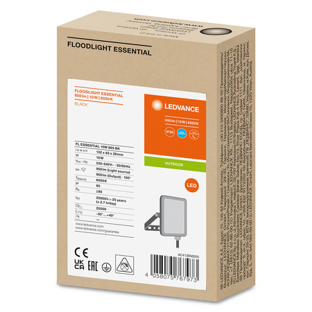 LED reflektor Vonkajší reflektor 10W 900lm 6500K IP65 Black Essentials Ledvance