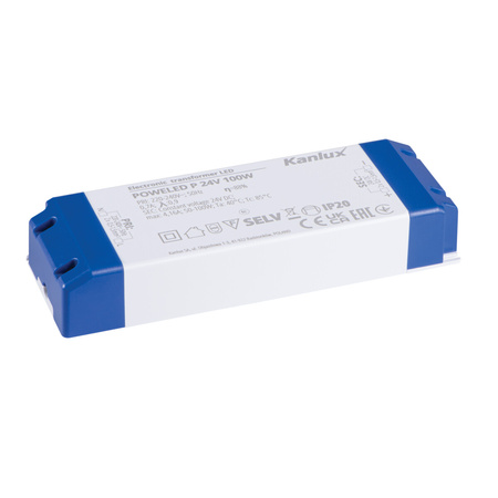 Elektronický zdroj konštantného napätia pre LED osvetlenie 100W 24V DC 4,16A White POWELED KANLUX