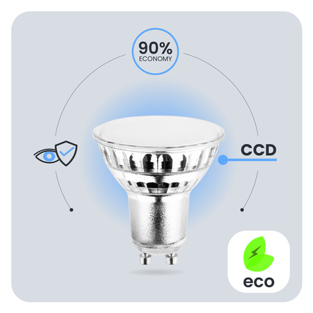 10x LED žiarovka GU10 6W = 50W 580lm 3000K, teplá biela 120° Glass LUMILED