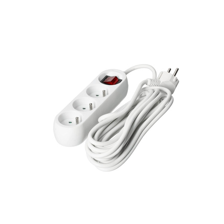 Sieťový predlžovací kábel 3x uzemnená zásuvka Power Strip On/Off Switch 5m White Linea Kobi