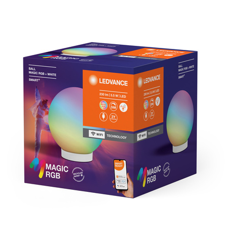 Inteligentná vnútorná svetelná guľa 3,5 W 200 lm RGB CCT USB stmievateľná biela SMART + WiFi Magic Ledvance