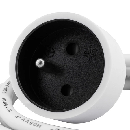 Sieťový predlžovací kábel zástrčka - zásuvka s uzemnením 10m 3x1,5mm 16A biely ECOLIGHT