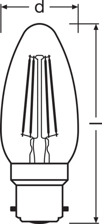 LED žiarovka B22d B35 4W = 40W 470lm 2700K teplá biela 300° Ledvance