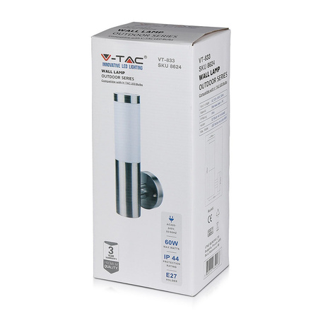 Záhradné svietidlo E27 Nástenné svietidlo Mliečne tienidlo VT-833 V-TAC
