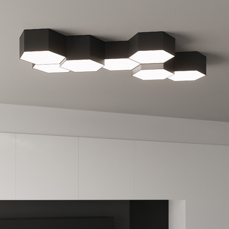 Stropné svietidlo na povrchovú montáž 2x E27 Plafond Polygonal Black Modern Sunde Sollux