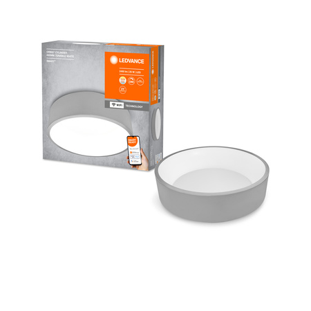 Plafond LED stropné svietidlo Povrchová montáž 26W 1050lm CCT Stmievateľná okrúhla sivá SMART+ WiFi cylinder Ledvance