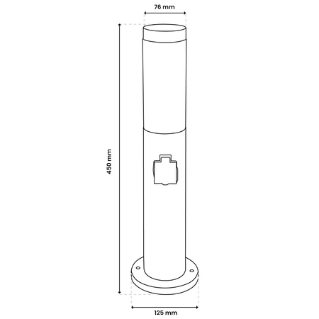 Vonkajšie záhradné svietidlo E27 INOX PIPE 45cm s 230V zásuvkou Lilium Lumiled