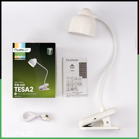 Školská stolová lampa LED 5W CCT TESA 2 White LUMILED