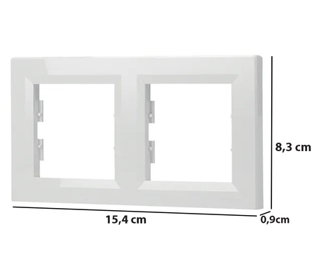 Vodorovný rámček pre 2 zásuvky biely ASFORA