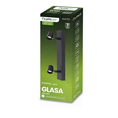 SPOT TUBA Reflektor Halogénové stropné svietidlo 2x E27 GLASA LUMILED