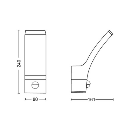 Záhradné nástenné svietidlo Vonkajšie fasádne svietidlo LED 12W 1100lm 2700K IP44pohybovým a súmrakovým senzorom Antracitová farba Splay Philips