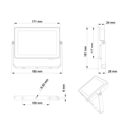LED reflektor 30W 2700lm 3000K IP65 Black ProjectLine Philips