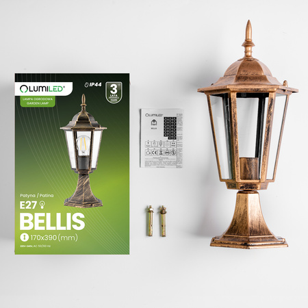 Záhradné svietidlo Vonkajšia lampa E27 Nízke tienidlo 40cm Patina BELLIS LUMILED