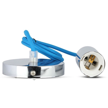 Závesné svietidlo Svietidlo E27 Chrómové tienidlo s modrým káblom Závesné VT-7338 V-TAC