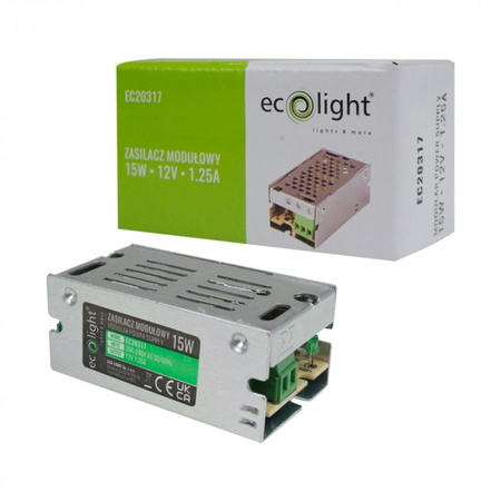 Modulárny napájací zdroj pre LED pásky 15W 12V 1,25A IP20 SLIM Ecolight