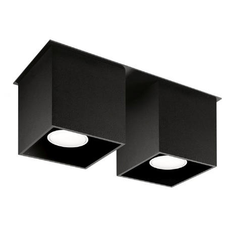 Stropné svietidlo na povrch 2x GU10 Square Black Moderné Quad Sollux