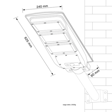 Solárny reflektor 10W 1000lm 6000K, studená biela 120° Black IP65 so súmrakovým senzorom Street Sanico Goldlux