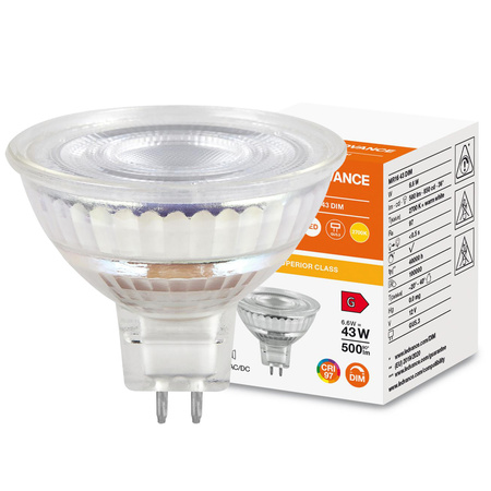 LED žiarovka reflektor GU5.3 MR16 6,6W = 43W 500lm 2700K teplá biela 36° CRI97 12V stmievateľná Ledvance