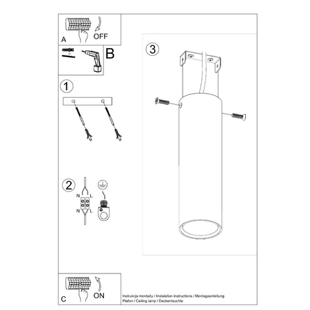 SPOT TUBA GU10 Tubular White Moderné stropné svietidlo Lagos Sollux na povrchovú montáž