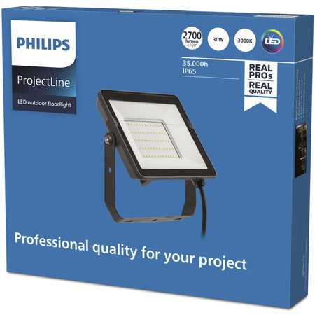 LED reflektor 30W 2700lm 3000K IP65 Black ProjectLine Philips