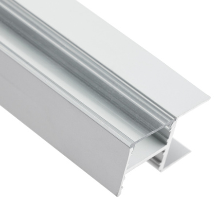 Hliníkový eloxovaný profil pre LED pásy KM48 Silver Povrch regálu 1 m + priehľadné tienidlo + koncové krytky