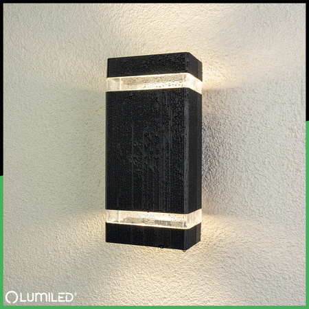 Záhradné nástenné svietidlo zhora nadol GU10 čierne hliníkové HEDERA LUMILED