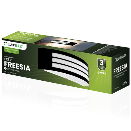 Vonkajšie nástenné svietidlo E27 Black IP44 FREESIA Lumiled Garden
