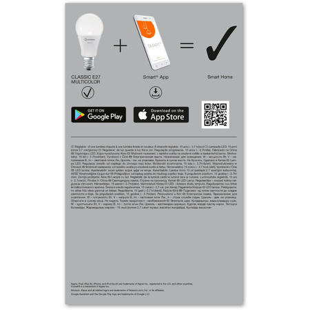 LED žiarovka E27 14W = 100W 1521lm RGBW CCT Stmievateľná SMART+ WiFi Classic Ledvance