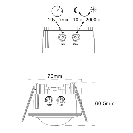 PIR senzor pohybu a súmraku 6m 120° pod omietku biely Sanico Goldlux