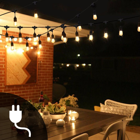Záhradná vonkajšia svetelná reťaz Girland 10m 20xE27 LED 1,3W Kobi