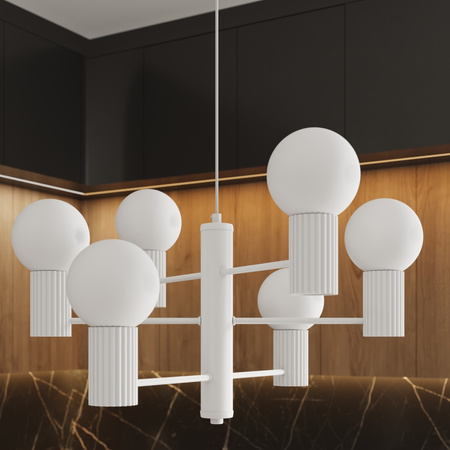 Luster Závesné svietidlo 6x G9 Hliníkové biele Halo Francúzske nebo SL.1829 Sollux