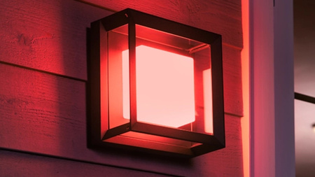 Záhradné nástenné svietidlo LED vonkajšie fasádne svietidlo 15,2 W 1140 lm IP44 Biela a farebná Ambiance RGB + TW Black Smart SMART Zigbee Bluetooth Econic Philips HUE